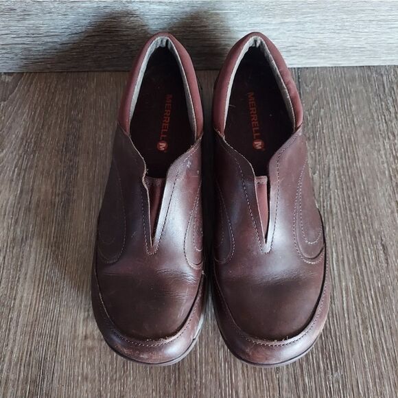 Merrell Encore Q2 Moc Brown Leather Walking Shoes 9 - Picture 3 of 8